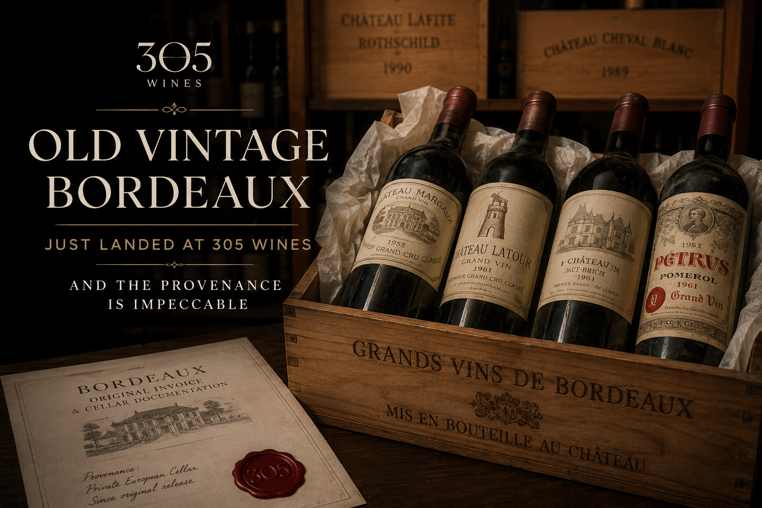 Old Vintage Bordeaux Just Landed at 305 Wines — and the Provenance Is Impeccable
