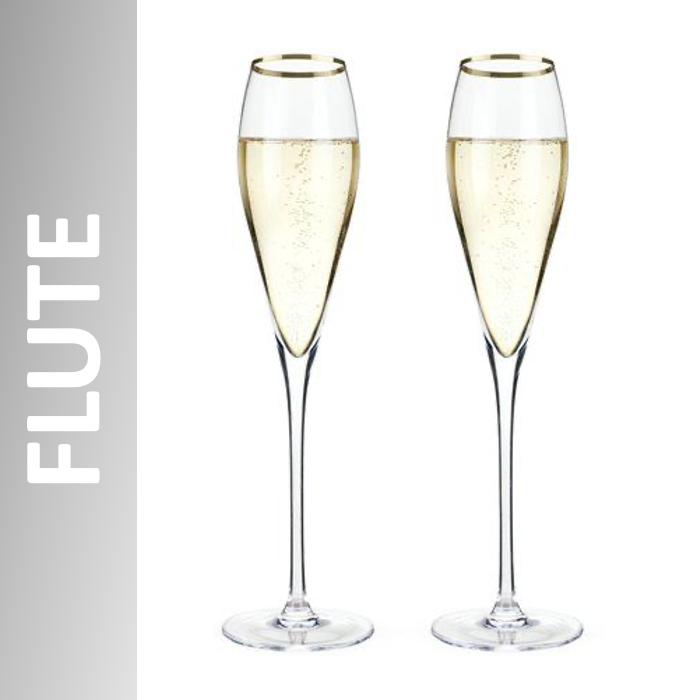 Viski Gold-rimmed Crystal Champagne Flutes Set Of 2 - Premium